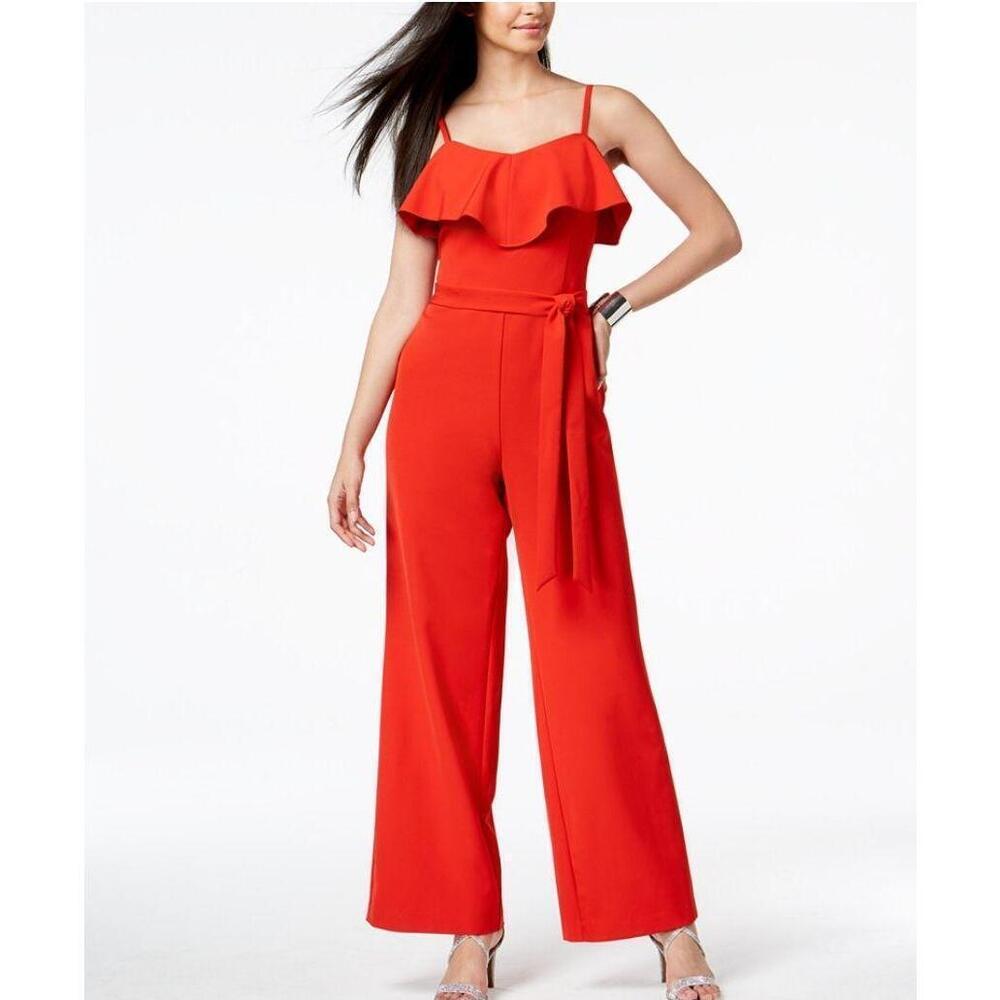 NWT Thalia Sodi Jumpsuit Ruffle Red 8